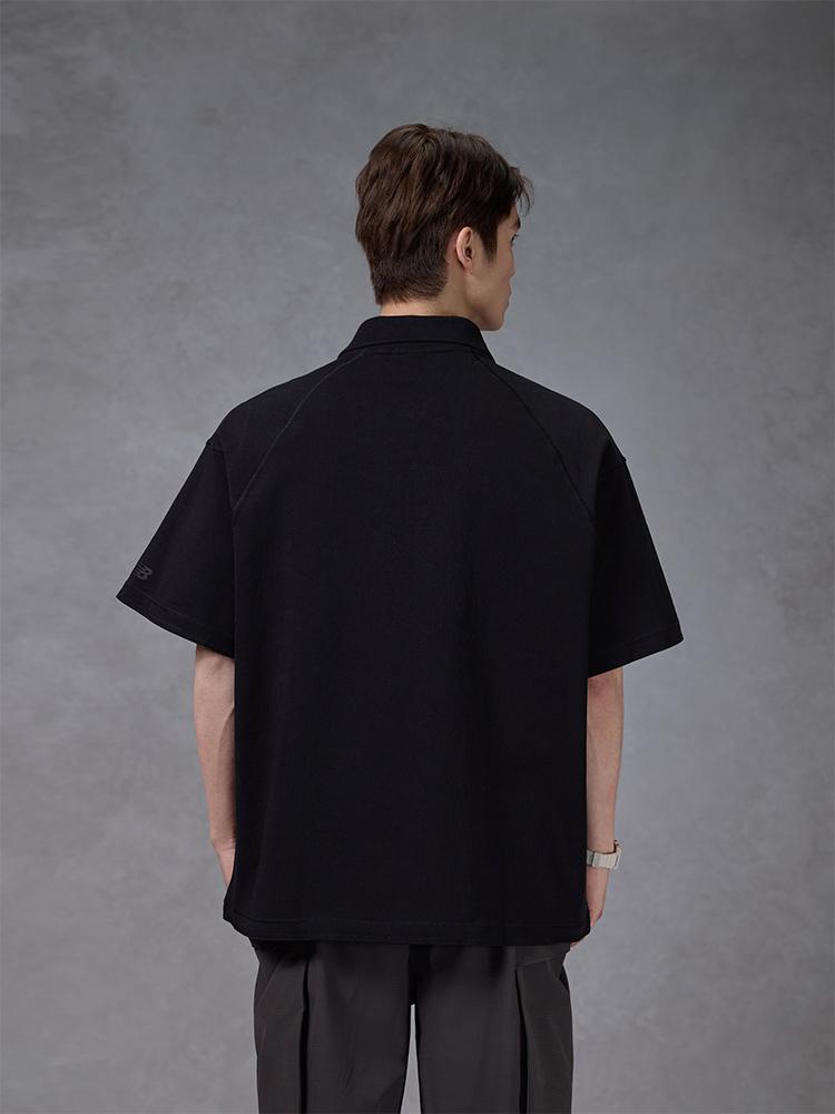 Men's New Balance T-Shirts Men's Black Lapel Moderate Straight Fit