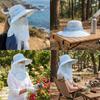 Men Women Detachable Face Cover Sun Hat Neck Flap Large Brim Fishing Hat Breathable UV Protection Outdoor Working Cap Fishing