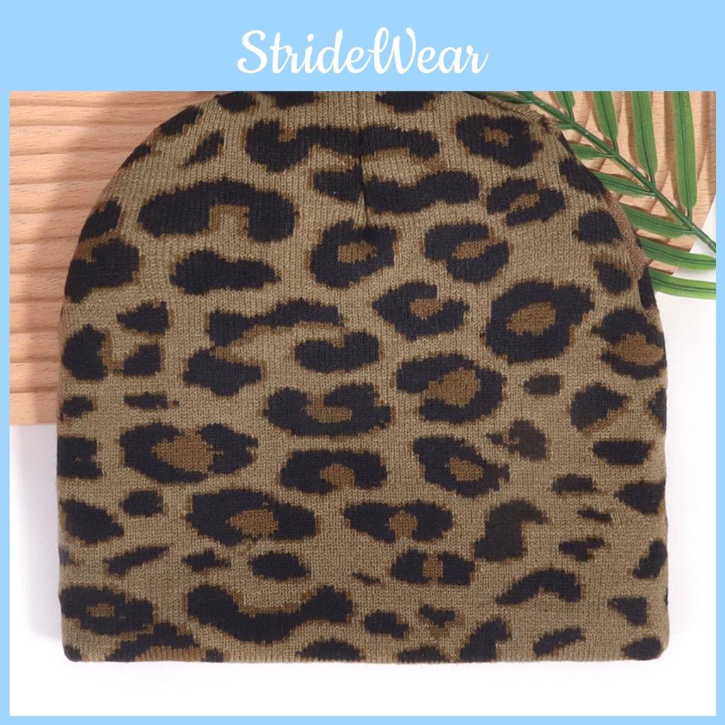 Print Acrylic Leopard Beanie With Oversized Shape Trendsetting Looks Decoration