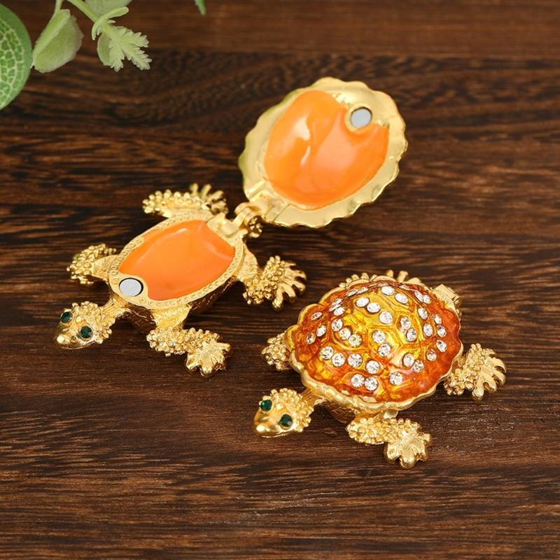 Handcraft Metal Turtles Jewelry Organizers Storage Solution Secure Lock for Jewelry Protective Display