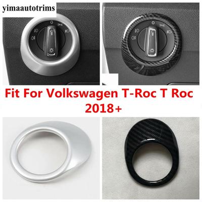 Koplamp Lamp Schakelaar Knop Paneel Cover Trim Voor Volkswagen T-Roc T Roc 2018 - 2025 Koolstofvezel / Mat Interieur Accessoires
