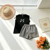 Girls Summer Sleeveless Ruffle Top And Bow Plaid Shorts 2 Piece Set Casual Outfit For Little Kids Home Or Outdoor Wear