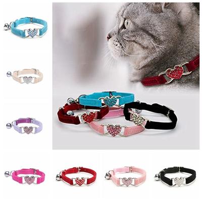 Safety Heart Bell Cat Collar Elastic Adjustable Dog Necklace  Photo Props
