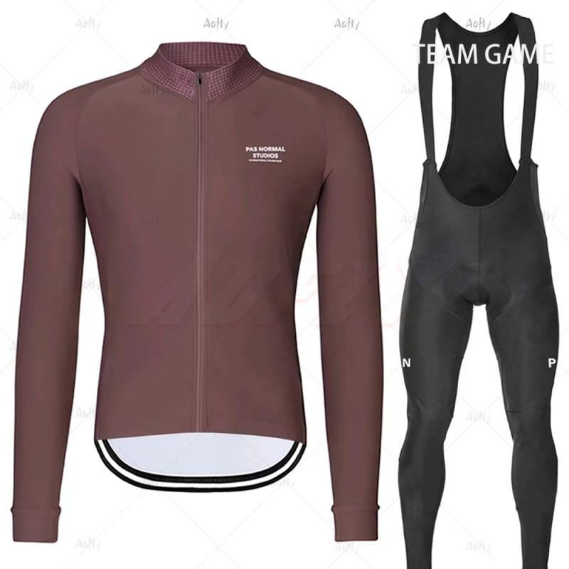 Mens Thermal Fleece Cycling Jersey Bib Tights Set Winter Long Sleeve Bike Riding Outfit
