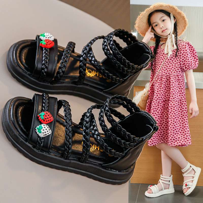 Girls Sandals Summer 2025 New Children's Soft Sole Medium and Older Children's Sports Princess Baby Open-toed Roman Shoes