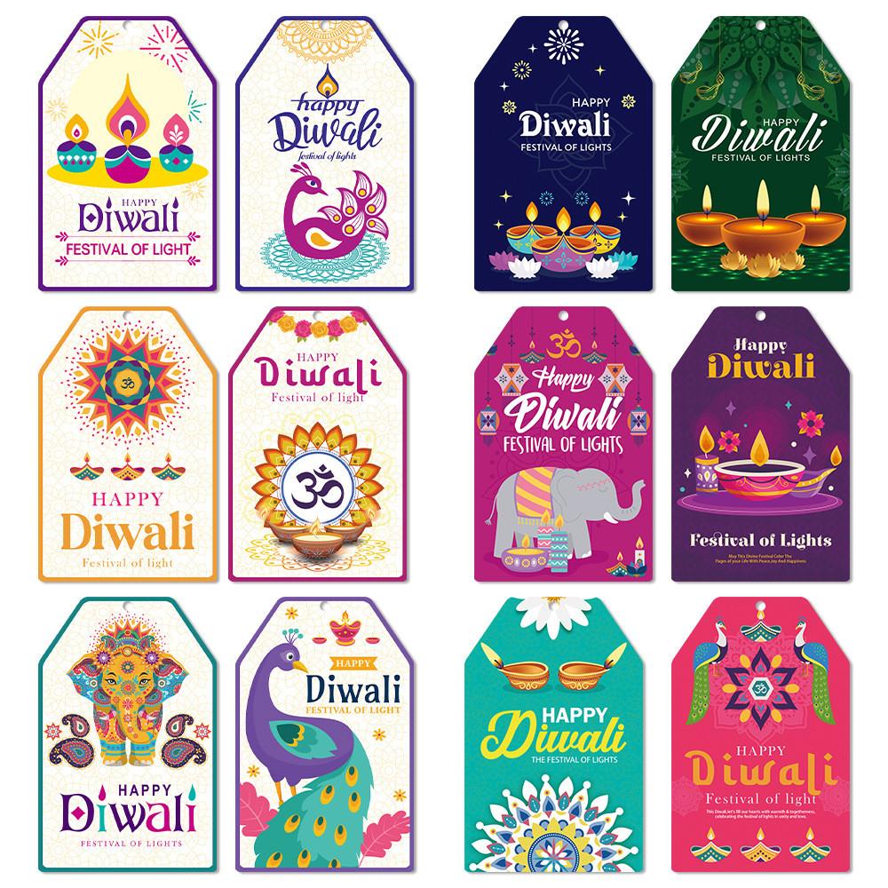 Paper Festival Diwali Decor Supplies Hang Tags For Party Venue Setup 60 Pieces