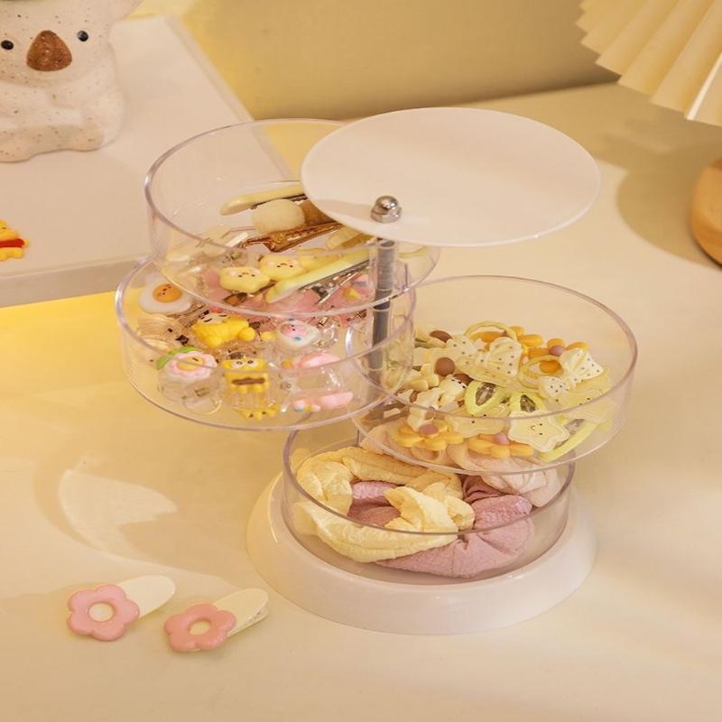 3/4/5-Layer Rotating Jewelry Organizer - Plastic Multi-Tier Storage Box, Transparent Hair Ring Display For Dressing Table