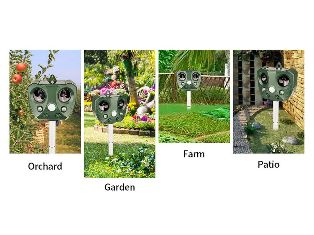 Repelent ultrasonic pentru animale cu energie solară: Rezistent la apă IP66 cu senzor infraroșu pentru șoareci și păsări