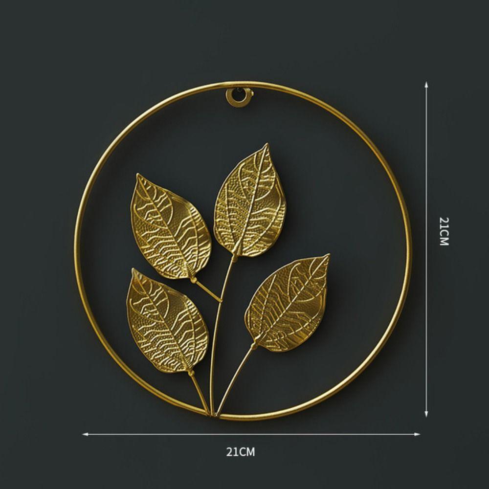 Ornaments Iron Arts Gold Metal Round Pendant Ginkgo Leaf Ornaments Wall Decoration Leaves Sculpture