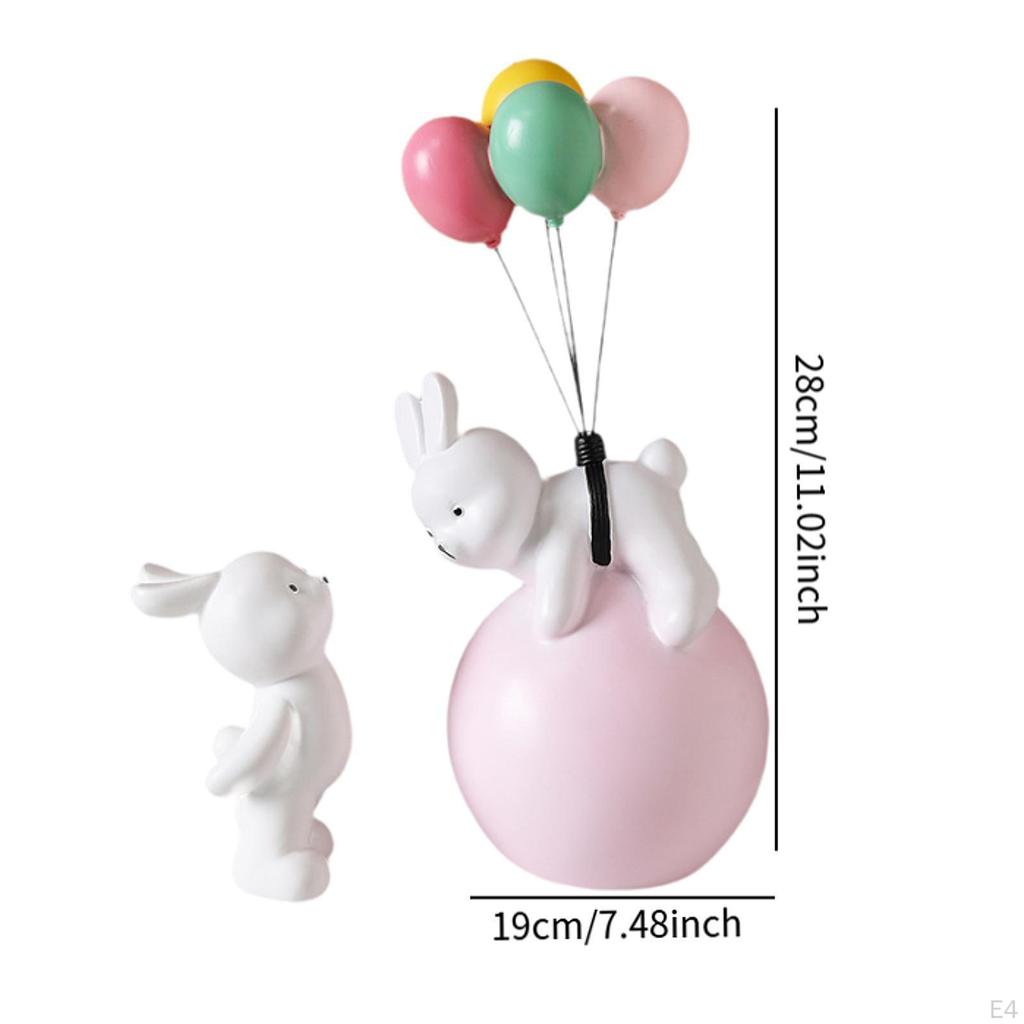 Balloon Bunny Figurine Flying Figure Funny Resin Tabletop Ornaments Sculpture Couple Statue