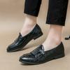 Mode Herren Spitzleder Schuhe Modisches Doppel-Schnallen-Design Hochzeitsparty Outdoor Freizeit Business Walk Herren Trend Loafer