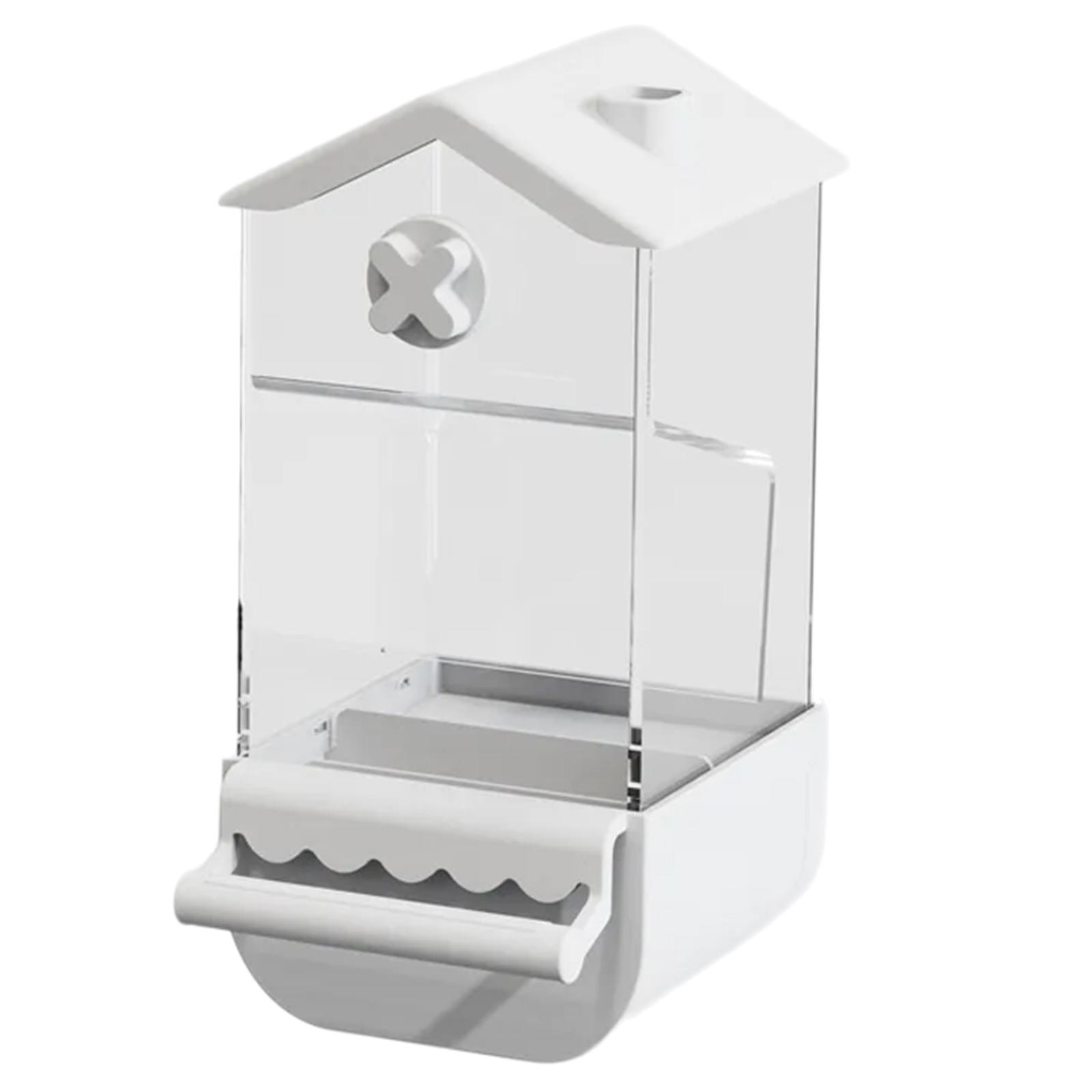 

Автоматические кормушки для птиц, привинчивающиеся к клетке для кормушек для птиц в помещении, прозрачные, видимые, большой емкости, инструмент для кормления птиц белый