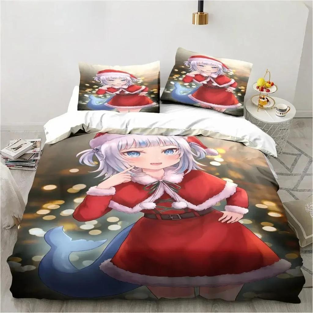 Kawaii Gawr Gura Cute Girl My Angle King Twin Double Child Bedding Collection Microfiber Or Polyester 3D Print Anime Duvet Cover Collection