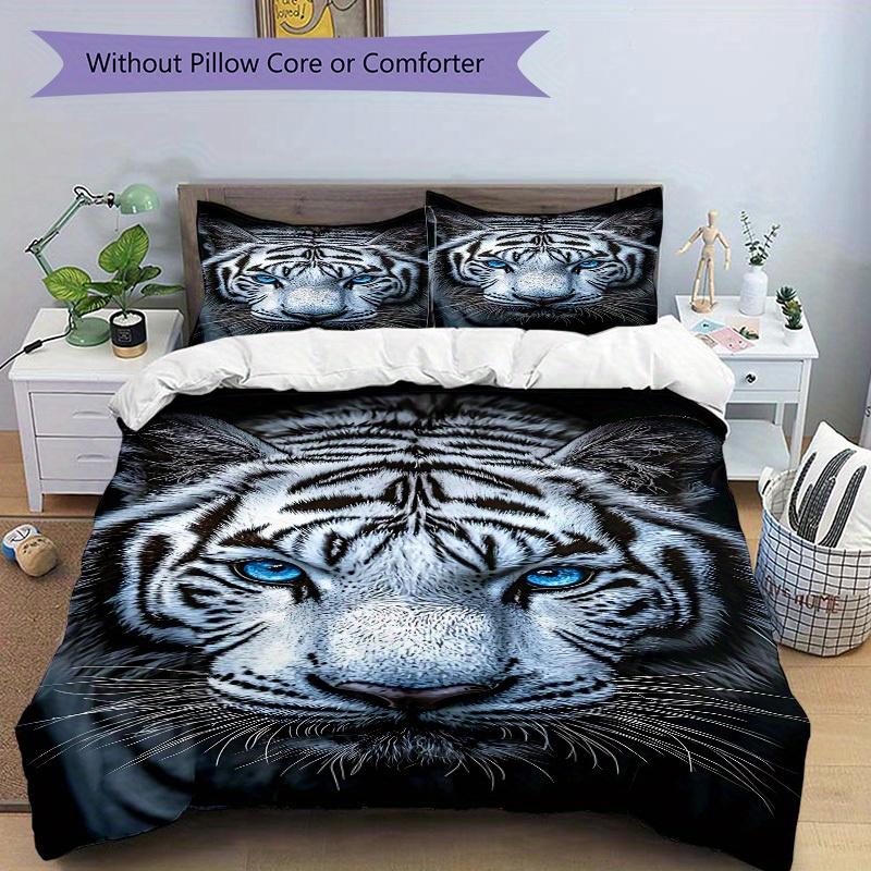 Ensemble de literie 3 pièces imprimé Tigre Blanc, Respirant et Doux, Convient à Toutes les Saisons, Lavable en Machine, Convient à la Décoration de Chambre,yy250822172