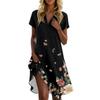 Lässiges Sommerkleid für Damen mit Blumenmuster und Stehkragen und kurzen Ärmeln