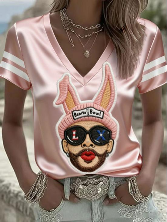 2026 European-American Digital Print V-neck Rugby T-shirt