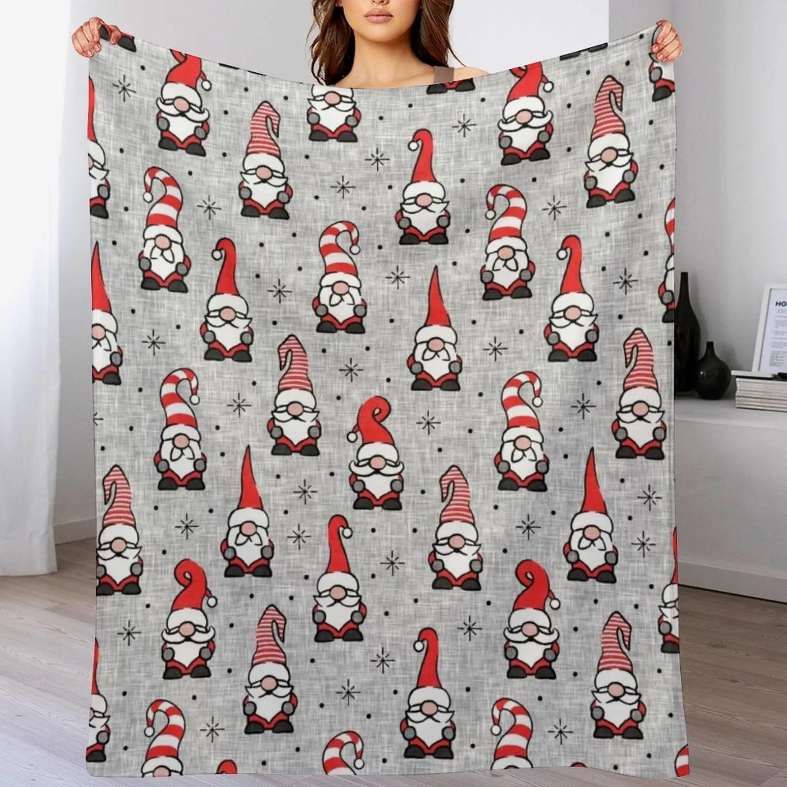 Christmas Gnomes grey Throw Blanket Decorative Soft Throw Blanket for Couch Sofa 102x76cm(40x30in)