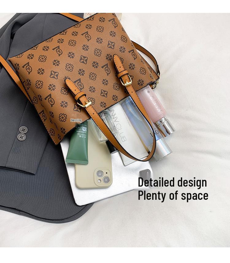 2025 Women's Retro Print High-End Crossbody Tote and Shoulder Bucket Bag