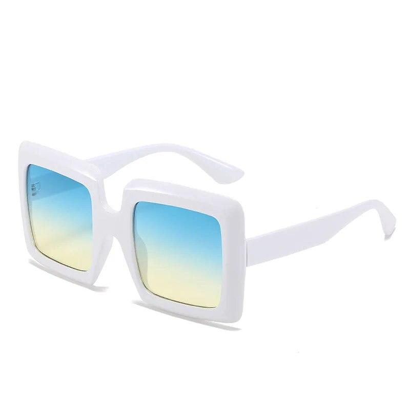 Vintage Oversized Square Gradient Sunglasses For Women New Luxury Brand Leopard Brown Uv400 Sun Glasses Men Chic Shades Pink