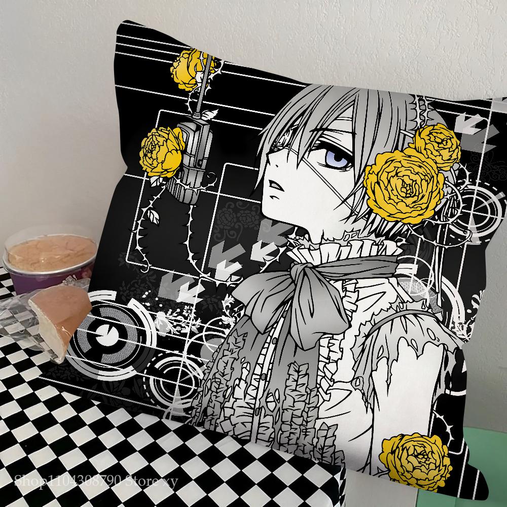 Black Butler Anime Kuddfodral Mode Fyrkantigt Kuddfodral Sovrum Soffa Rum Ins Dekoration Fritid Kuddfodral 40x40