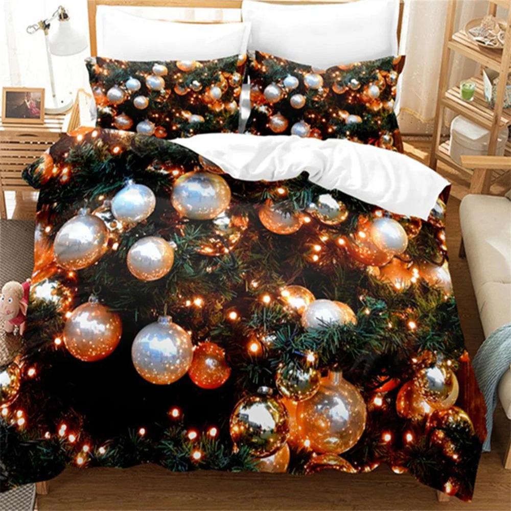 Jul Ruter God Jul Tre Dynetrekk Twin King Festival Julenissen Reinsdyr Sengetøy Sett Polyester Dyne For Voksne Hjemmedekor