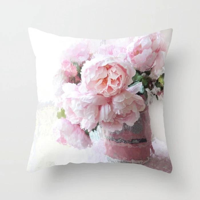 Rose Sonnenblume Blumenserie Polyester Kissenbezug Nordischer Stil Heimdekoration Kissenbezug Sofa Bett Auto Kissenbezug