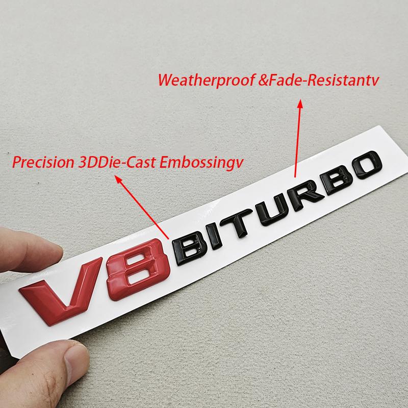 3D V8 BITURBO Emblem Fender Badge Car Sticker For Mercedes Benz AMG G63 C63 E63 S63 Auto Side Decal Styling Accessories