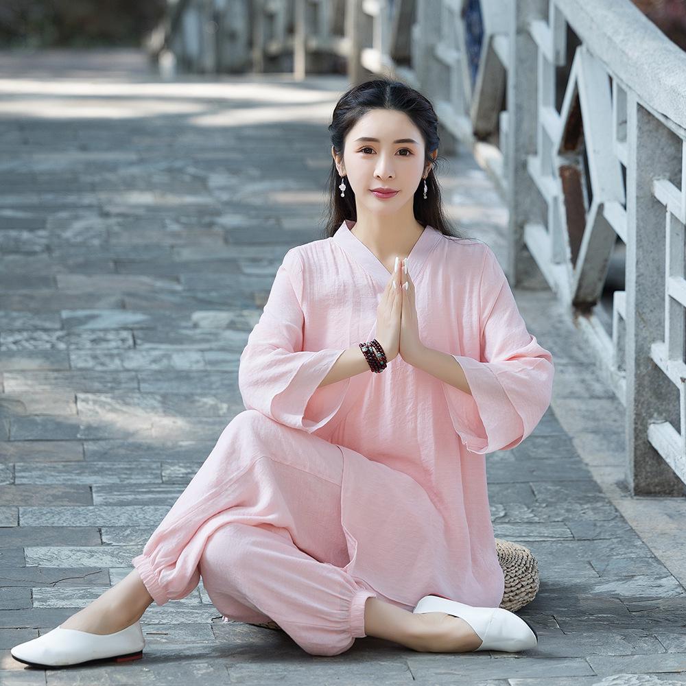 Women's Ethnic-Style Cotton Linen Zen Suit - Perfect for Tea Ceremony, Tai Chi, or Yoga