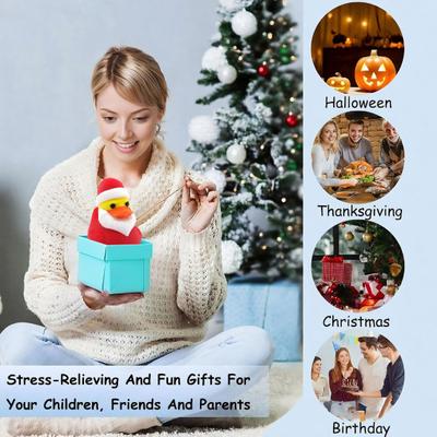 Yousheng Mini Christmas Duck Figurine 3D Printed Santa Claus Hat Duck Statue Sculpture Holiday Party Desktop Decoration Ornament