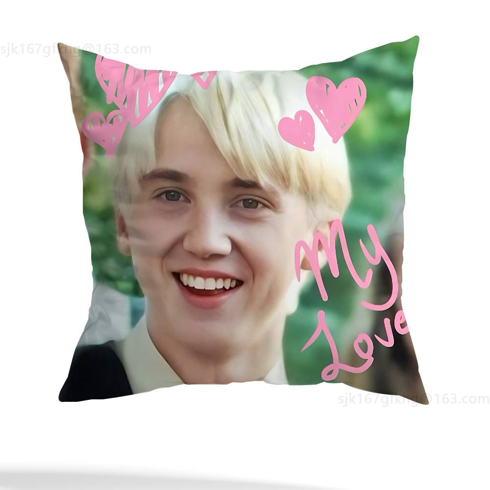 Actor D-Draco M-Malfoy Pillow Case Square Double-Sided Printing Short Plush Sofa Cushion Cover Bedroom Bedside Pillow