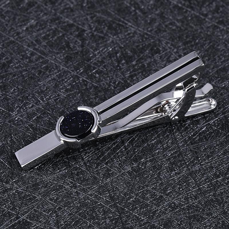 Colore Gun Blue Diamond Fermacravatta Semplice da Uomo Oro Argento Spille da Abito da Lavoro per Uomo e Donna Versione Coreana Clip di Sicurezza per Collare