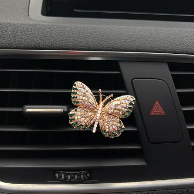 Butterfly Car Perfume Clip Colorful Butterfly Car Air Freshener Perfume Clip Auto Decoration Car Rhinestone Accessories Interior