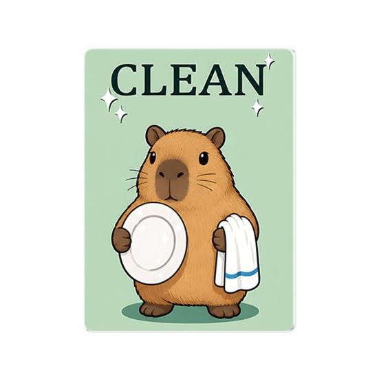 Heavy Duty Magnetic Sign Clean Dirty Dishwasher Magnet, Acrylic Cartoon Animal Sign, Double-Sided & Magnet for Kitchen Decoration Double Sided