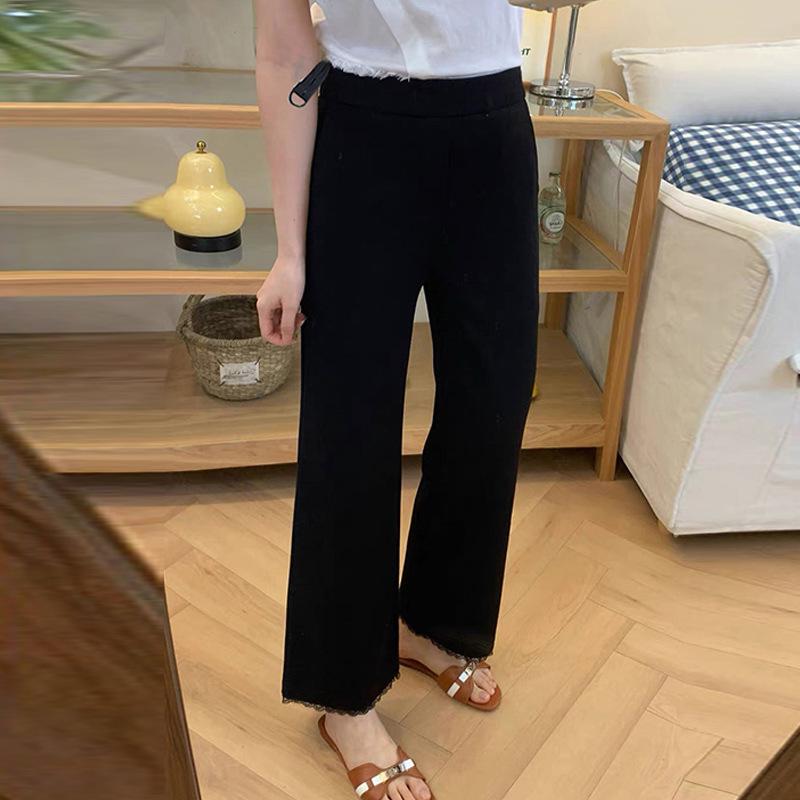 Maternity Petite Black Lace Straight-Leg Pants with Embroidery - Spring Summer 2026 M