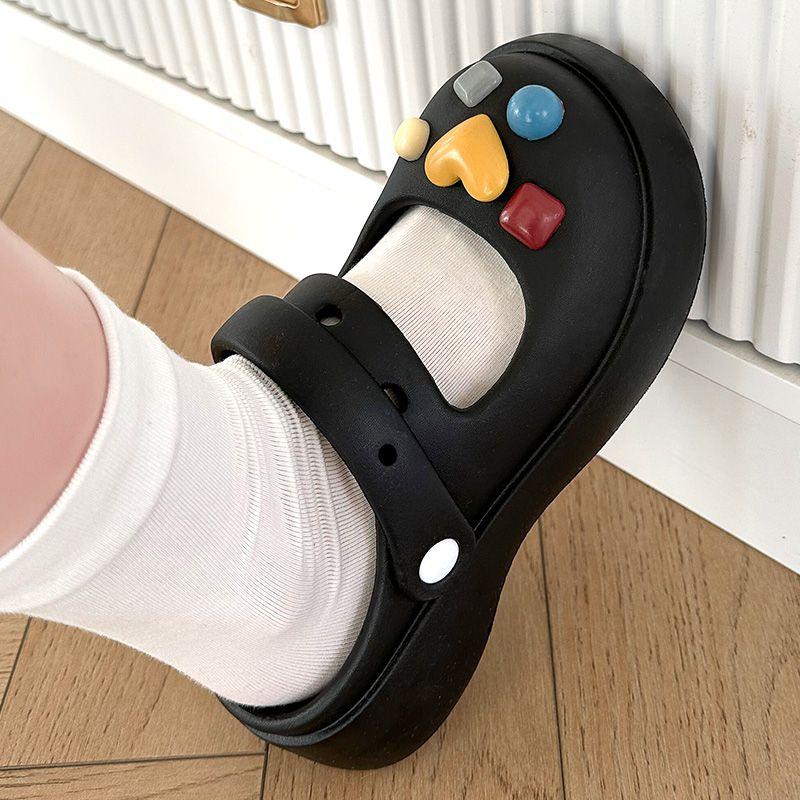 

WTEMPO Женские тапочки с завернутым носком на толстой подошве на плоском каблуке с подчеркнутой геометрией. Универсальные модные повседневные однотонные противоскользящие пляжные туфли с отверстиями. 37-38 чёрный