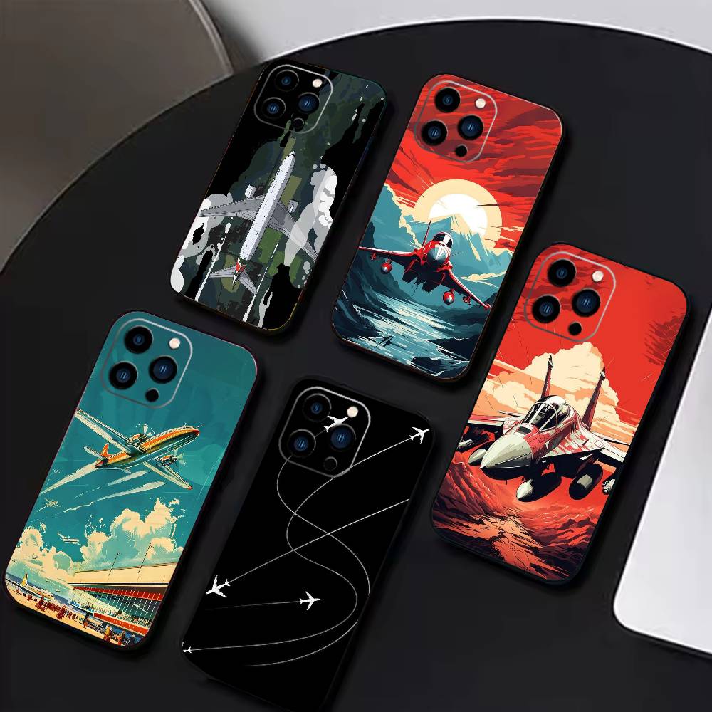 Flugroute Reise Matt Hartes Handyhülle Für iPhone 17 16 15 14 13 12 Max Plus Silikon Schwarze Abdeckung