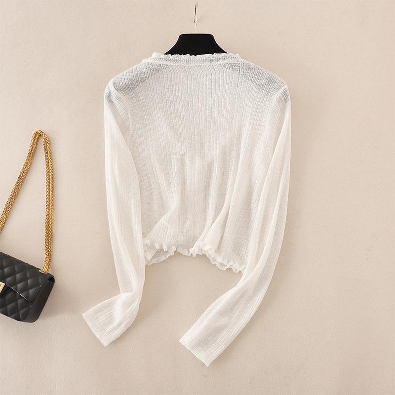 Sunscreen Cardigan Women's New Summer Thin Short White, Knitted Top Shawl Small Outer Skirt