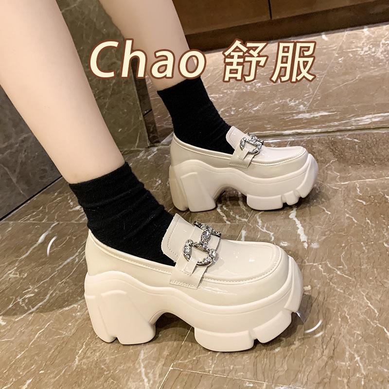 Loafers women's 2025 autumn one-pedal shallow single shoes inner height increase women's shoes small fashion versatile muffin shoes