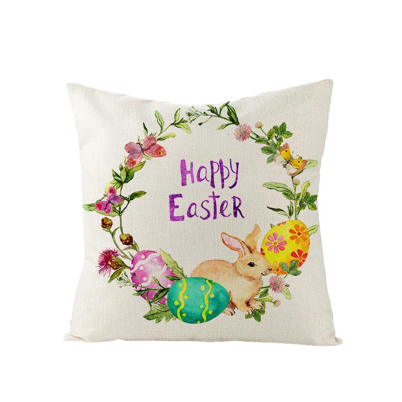 Watercolor Bunny Egg Easter Pillow Cover Nordic Office Sofa Polyester Cushion Cover Home Furnishings