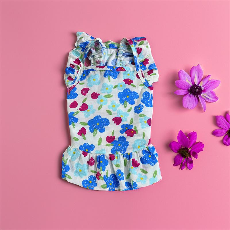 

Одежда для питомцев Гавайская повседневная юбка на подтяжках с цветочным принтом весенне-осенняя тонкая одежда для собак и кошек, прохладная дышащая 2XL белый