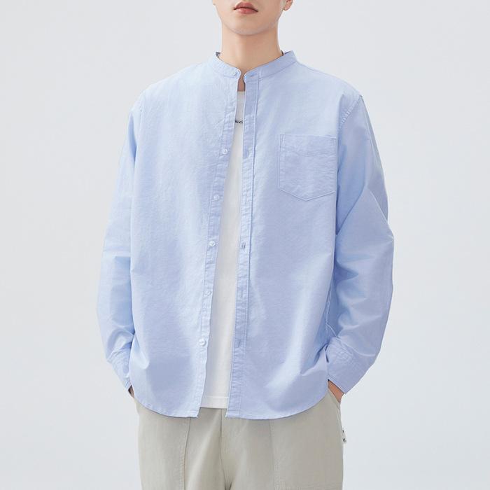 Japanese Retro Oxford Shirt Men's Spring and Summer New Trendy Versatile Long-sleeved Shirt Workwear