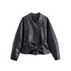Trendy Women's Casual Black Short Leather Windbreaker - European & American Style