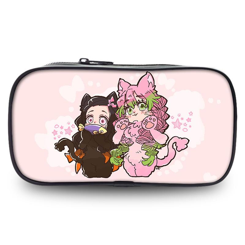 Cute Demon Slayer Pen Pouch Large Capacity Oxford Fabric Versatile Pencil Bag