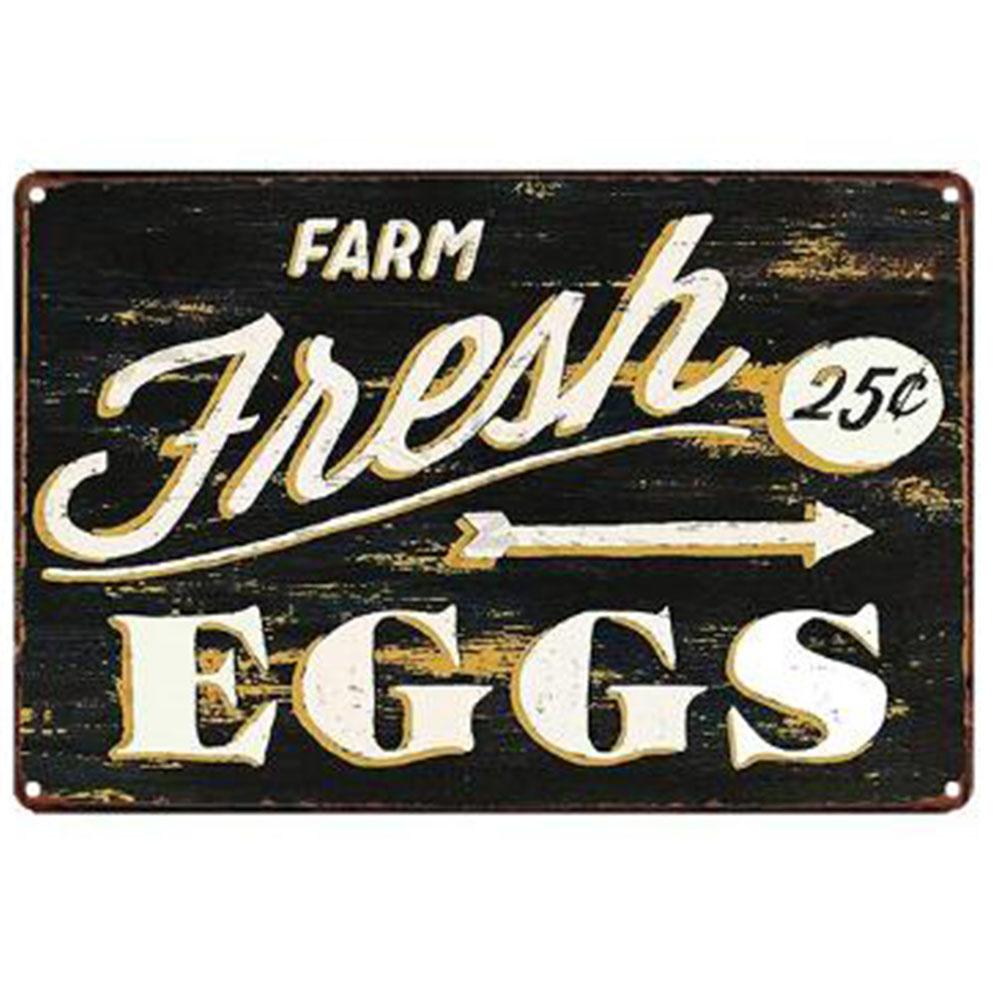 Mfoever Chicken Egg Shabby Chic Poste Tin Signs Metal Plate Farm Fresh Eggs Metal Tinplate Sign Poster xcm