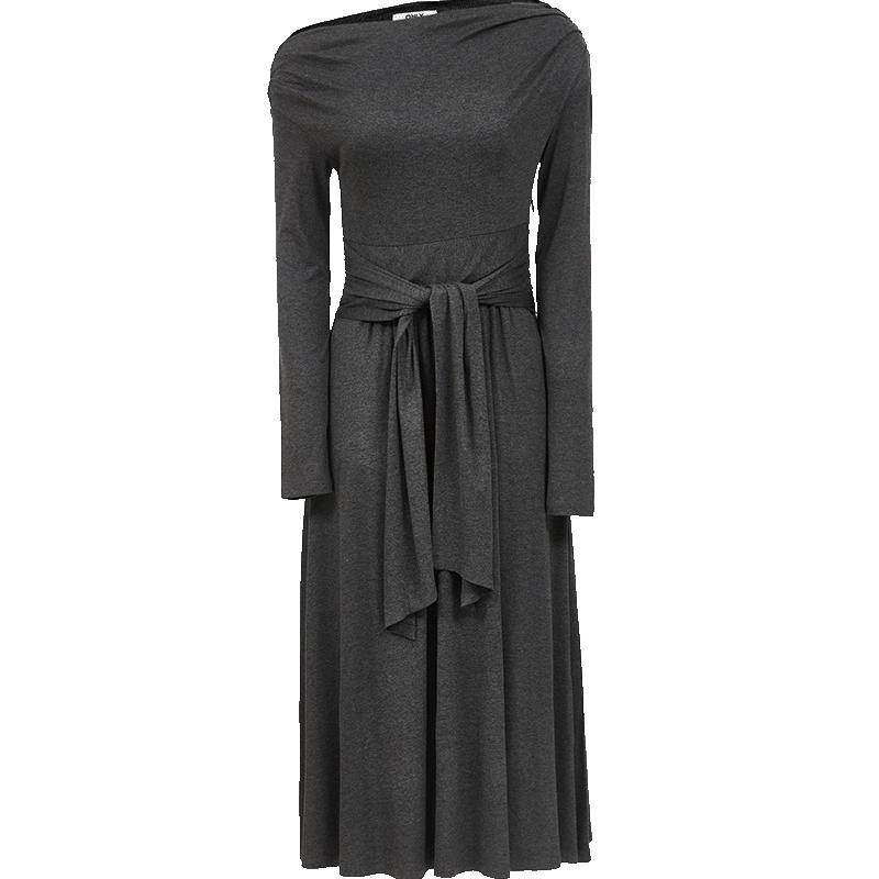 Only Damska sukienka z dekoltem w łódkę, drapowana, z długim rękawem, podkreślająca talię