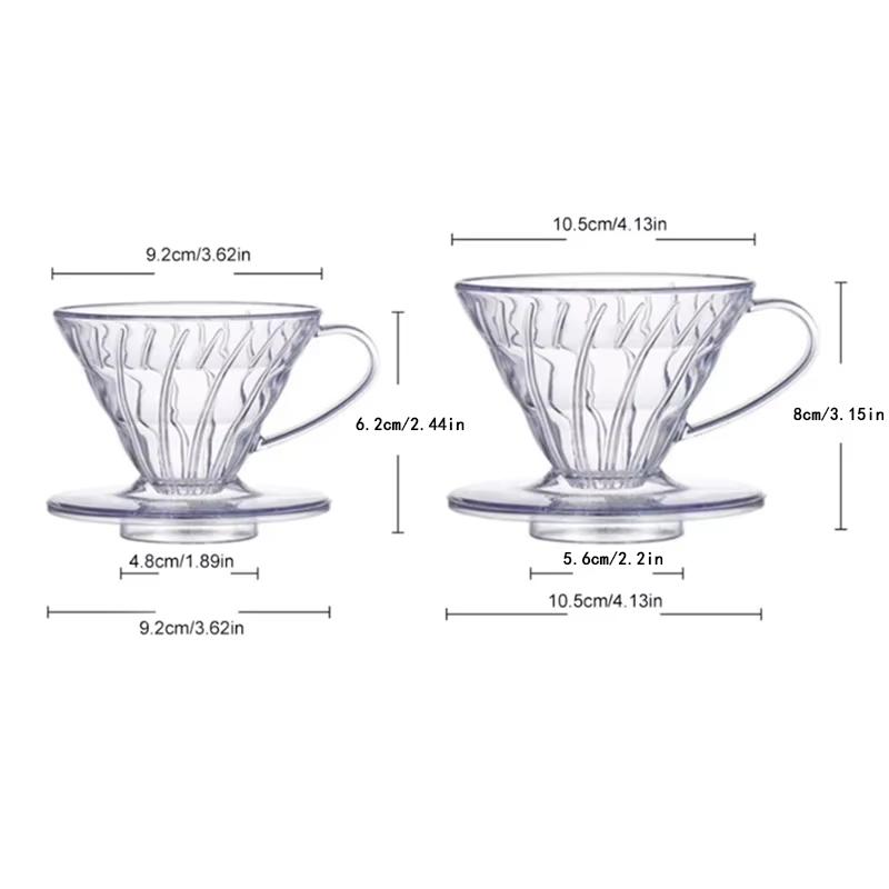 Wiederverwendbarer Kaffee-Dripper Harz-Kaffeefilter für Pour Over Barista Kaffeebrüh-Trichter Filterbecher 1-4 Tassen