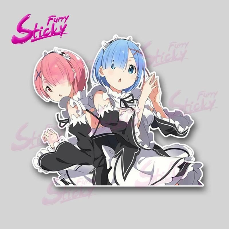 Rem Ram Peeking Anime Sticker Car Accessories Vinyl Car Stickers - Waterproof Decals For Cars Trucks Suvs Window Bumper Laptop