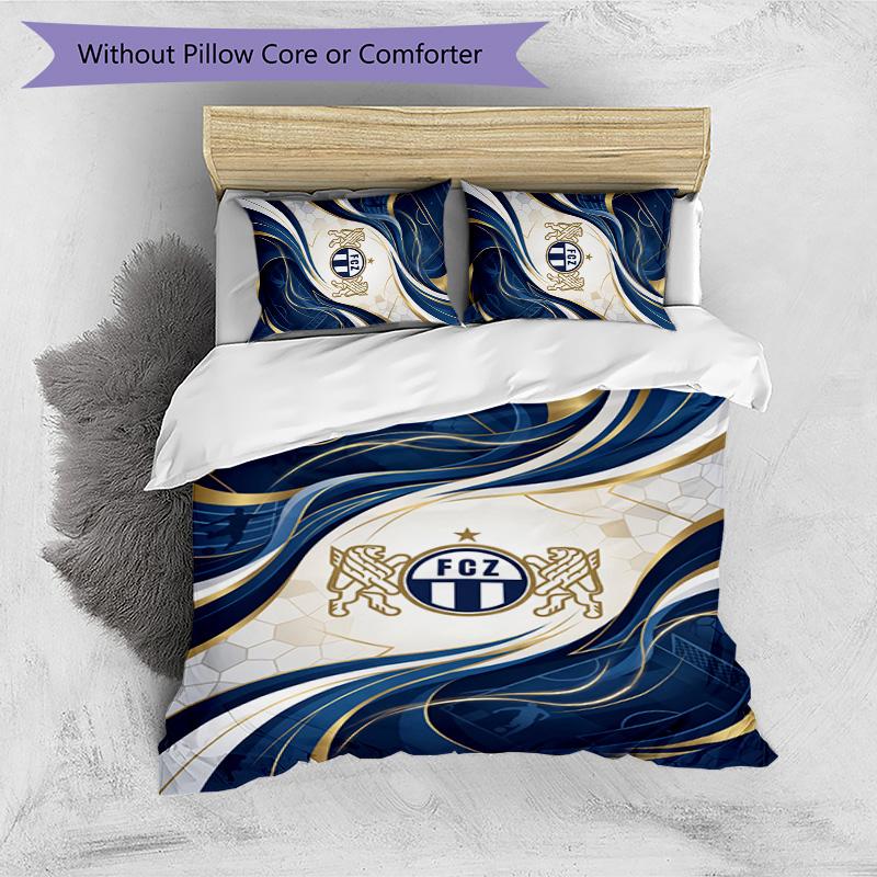 Set Lenzuola Stampato FC Zürich 3 Pezzi Copripiumino Traspirante con Federe Biancheria da Letto Decorativa per Camera da Letto Casa