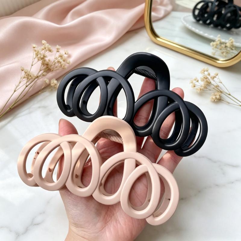 Large Non Slip Hair Claw Clips Strong Hold Matte Abstract Wave Hair Clips for Thick and Curly Hair Daily Use Hair Accessories