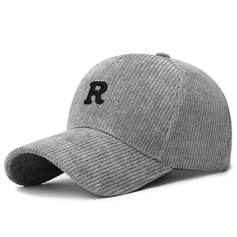 Solid Color 3D Letter R Corduroy Baseball Cap - Adjustable Fall/Winter Fashion Hat